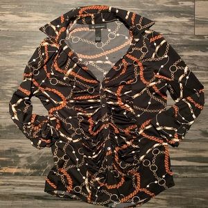 Inc zipper chain rouched blouse